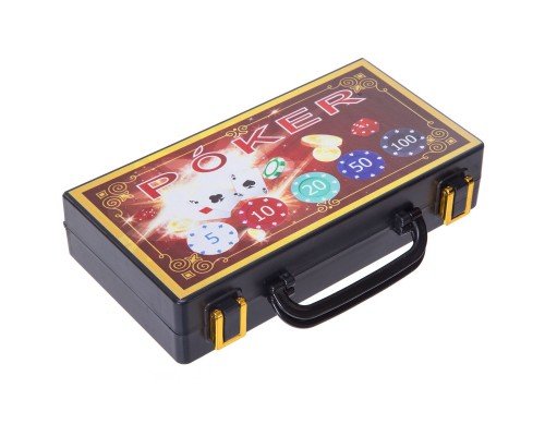 Набор для покера в пластиковом кейсе Poker game set Poker game set SP-Sport 100S-2E 100 фишек (100 фишек, с номиналом, 2 кол.карт,5куб)