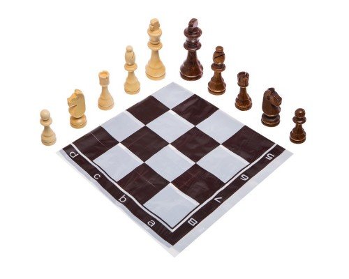 Шахматы настольная игра деревянные с виниловым игровым полем SP-Sport 305P (дерево, h пешки-5 см, короля-9 см)