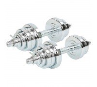 Гантели разборные стальные хромированные SP-Sport TA-8054-25 (2x12,5кг) (2грифа l-40см, (2,5+1,75+1)х4))