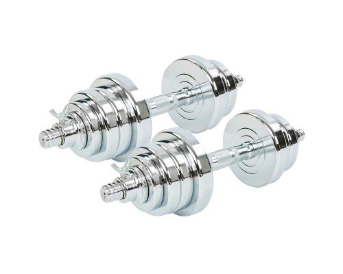 Гантели разборные стальные хромированные SP-Sport TA-8054-25 (2x12,5кг) (2грифа l-40см, (2,5+1,75+1)х4))