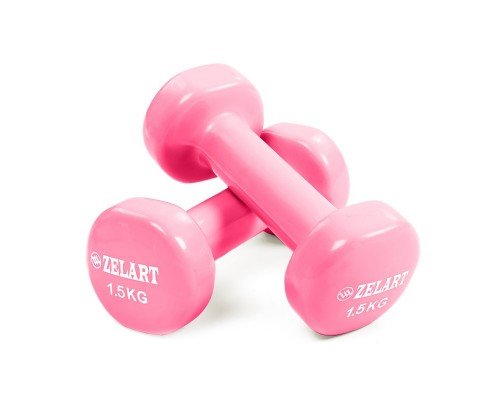 Гантели для фитнеса виниловые 2штуки Zelart Beauty TA-5225-1_5 (2x1,5кг) (2шт, цвета в ассортименте)