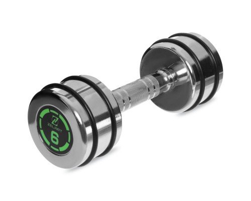 Гантель цельная стальная хромированная 1штука Zelart FI-2622-6 (1x6кг) (MD2311-6) (1шт, металл хромированный, с резиновыми кольцами)