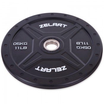 Бамперные диски резиновые Bumper Plates внутренний ø50,4мм Zelart TA-2258-5 5кг (внешний ø-45см,черный)