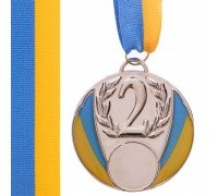 Медаль спортивная с лентой SP-Sport UKRAINE с украинской символикой ø6,5см C-4339 (металл, 40g золото, серебро, бронза)