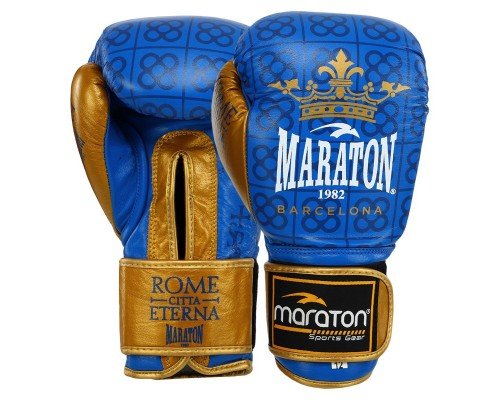 Перчатки боксерские на липучке кожаные MARATON 1982 BARCELONA P00000873 (размер 10-14oz, цвета в ассортименте)