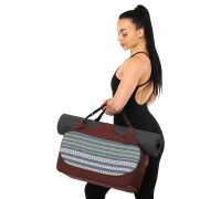 Сумка для йоги Yoga bag KINDFOLK SP-Sport FI-8366-3 (размер 19х50х33см, полиэстер, хлопок, серый-синий)
