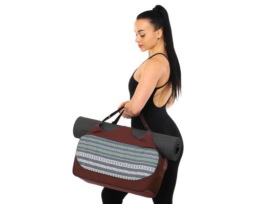 Сумка для йоги Yoga bag KINDFOLK SP-Sport FI-8366-3 (размер 19х50х33см, полиэстер, хлопок, серый-синий)