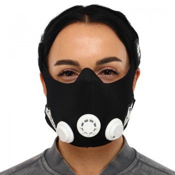 Маска тренировочная дыхательная для кроссфита Training Mask SP-Sport FI-6214 (3 клапана, неопрен, размер S-L (от 100-300LBS 45-136кг), черный)
