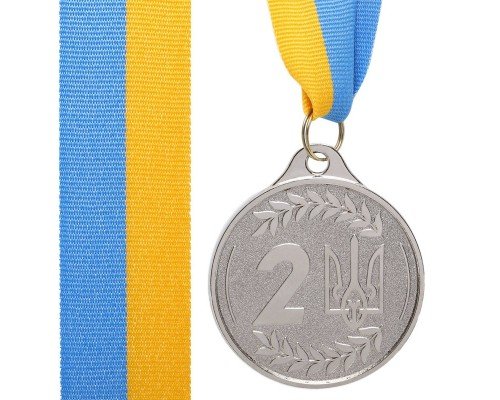 Медаль спортивная с лентой SP-Sport UKRAINE с украинской символикой ø6,5см C-9293 (металл, ø6,5см, 35g золото, серебро, бронза)