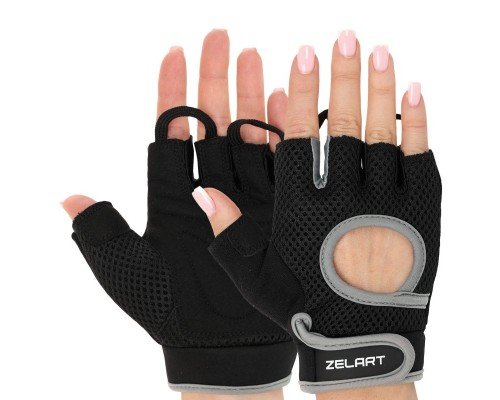 Перчатки для фитнеса и тренировок ZELART SB-161580 (PL, PVC,открытые пальцы, р-р S-XL, цвета в ассортименте)
