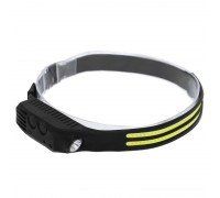 Фонарик налобный X-BALOG BL-W689-2 (пластик, XPE+COB, USB, черный)