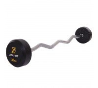 Штанга неразборная с фиксированным весом изогнутая обрезиненная Rubber Coated Barbell Zelart TA-2687-30 30кг (MD3009A-30) (гриф l-95см)