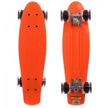 Пенни борд Penny Board круизер пластиковый со светящимися колесами 22" SP-Sport SK-5672-11 (ABEC-7, оранжевый-черный)