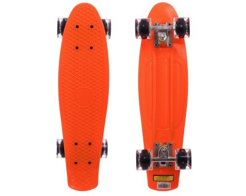 Пенни борд Penny Board круизер пластиковый со светящимися колесами 22" SP-Sport SK-5672-11 (ABEC-7, оранжевый-черный)