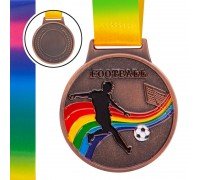 Медаль спортивная с лентой цветная тематическая SP-Sport Футбол ø6,5см C-0344 FOOTBALL (металл, 38g золото, серебро, бронза)