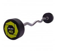 Штанга неразборная с фиксированным весом изогнутая полиуретановая Urethane Barbell Zelart TA-2690-40 40кг (MD3017-40) (гриф l-111см)