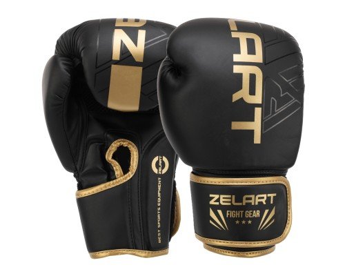 Перчатки боксерские PU Zelart BO-7519 (размер 10-14oz, черный)
