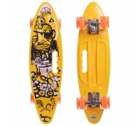Пенни борд Penny Board круизер пластиковый со светящимися колесами и ручкой для переноски 24" SP-Sport SK-2306-4 (ABEC-7, р-р 60x17см, желтый-черный)