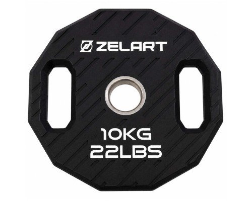 Блины диски TPU 2 Handle металлическая втулка внутренний ø51мм Zelart TA-6996-10 10кг (черный)