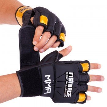 Перчатки для смешанных единоборств MMA FLEX FISTRAGE VL-4300 (р-р S-XL, черный-золотой)