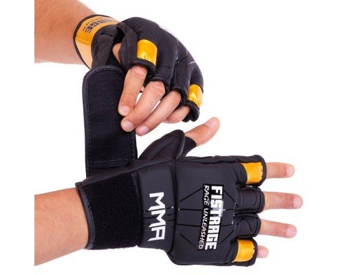Перчатки для смешанных единоборств MMA FLEX FISTRAGE VL-4300 (р-р S-XL, черный-золотой)
