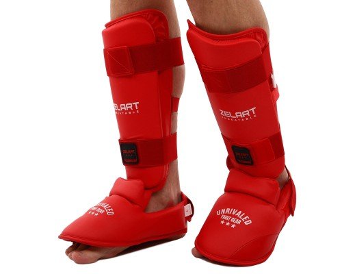 Защита голени и стопы для карате щитки и футы PU Zelart BO-7249 (размер XS-XL, цвета в ассортименте)