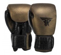 Перчатки боксерские кожаные FISTRAGE VL-6480 (размер 10-14oz, черный-золотой)