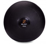 Слэмбол мяч набивной для кроссфита и фитнеса Slam Ball Zelart FI-2672-15 15кг (MD1241-15) (PVC, d-29,3см, черный)