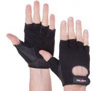 Перчатки для фитнеса и тренировок кожаные ZELART SB-161573 (Кожа, полиэстер, открытые пальцы, р-р S-XXL, черный)