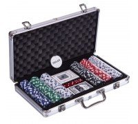 Набор для покера в алюминиевом кейсе Poker game set SP-Sport IG-2114 300 фишек (300 фишек, с номиналом, 2 кол.карт,5куб)