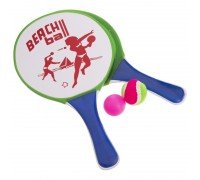 Набор для пляжного тенниса с липучкой SP-Sport MT-0492 (дерево, PVC, р-р 19х33см, 2 ракетки + 1 мячик)
