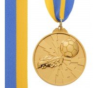 Медаль спортивная с лентой двухцветная тематическая SP-Sport Футбол ø6,5см C-4847 (металл, покрытие 2 тона, 56g золото, серебро, бронза)