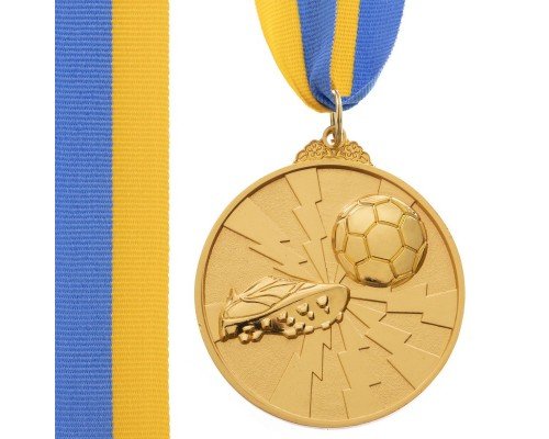 Медаль спортивная с лентой двухцветная тематическая SP-Sport Футбол ø6,5см C-4847 (металл, покрытие 2 тона, 56g золото, серебро, бронза)