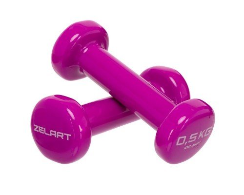 Гантели для фитнеса виниловые 2штуки Zelart Beauty TA-5225-0_5 (2x0,5кг) (2шт, цвета в ассортименте)