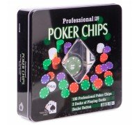 Набор для покера в металлической коробке Professional Poker chips SP-Sport IG-2033 100 фишек (100 фишек, с номиналом, 2 кол.карт)
