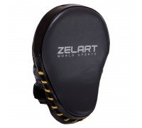 Лапа боксерская изогнутая тренировочная PVC 1штука Zelart BO-7254 (размер 25x18x8см, черный-серый-желтый)