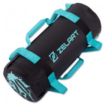 Мешок утяжелитель для функционального тренинга Power Bag Zelart TA-7825-20 20кг (PVC, вес 20кг, наполнитель-песок, черный-голубой)