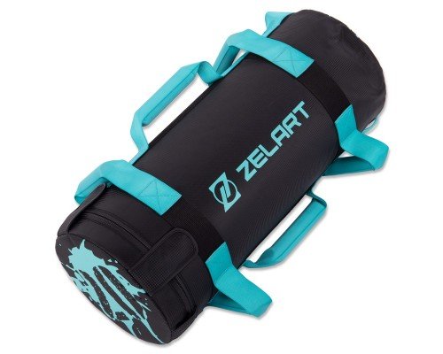 Мешок утяжелитель для функционального тренинга Power Bag Zelart TA-7825-20 20кг (PVC, вес 20кг, наполнитель-песок, черный-голубой)