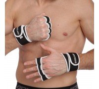 Перчатки-накладки для тяжелой атлетики и зала Zelart ZG-3616 (PVC, р-р S-XXL, черный-белый)