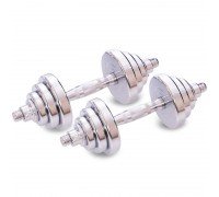 Гантели разборные стальные хромированные SP-Sport TA-8055-20 (2x10кг) (2грифа l-35см, (1,75+1,25+1)х4))
