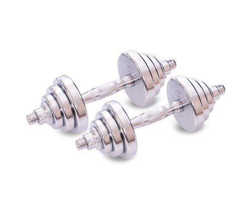 Гантели разборные стальные хромированные SP-Sport TA-8055-20 (2x10кг) (2грифа l-35см, (1,75+1,25+1)х4))