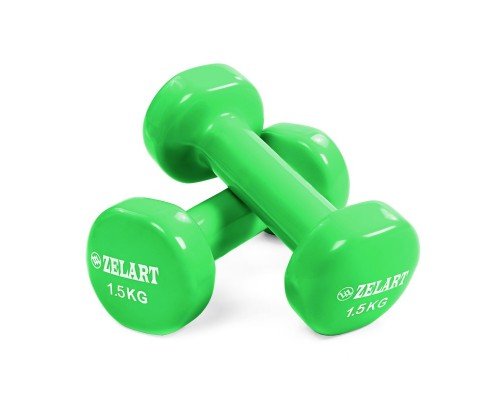 Гантели для фитнеса виниловые 2штуки Zelart Beauty TA-5225-1_5 (2x1,5кг) (2шт, цвета в ассортименте)
