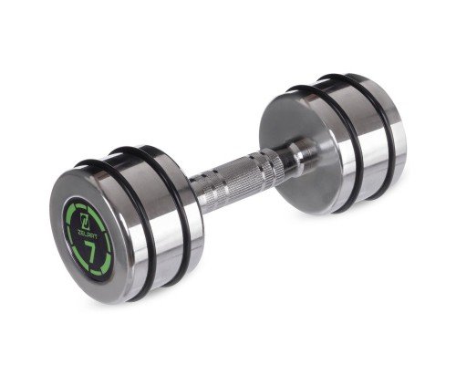 Гантель цельная стальная хромированная 1штука Zelart FI-2622-7 (1x7кг) (MD2311-7) (1шт, металл хромированный, с резиновыми кольцами)