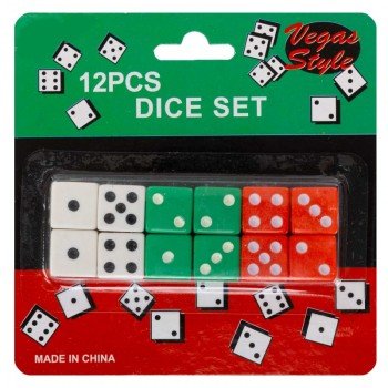 Кости игральные кубики для настольных игр Dice 12 штук SP-Sport 15125 (пластик, р-р 1,5x1,5см, цена за 1 уп., в уп. 12 шт.)