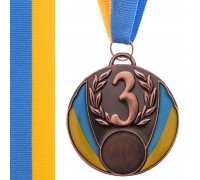 Медаль спортивная с лентой SP-Sport UKRAINE с украинской символикой ø6,5см C-4339 (металл, 40g золото, серебро, бронза)
