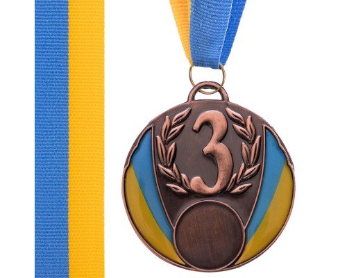 Медаль спортивная с лентой SP-Sport UKRAINE с украинской символикой ø6,5см C-4339 (металл, 40g золото, серебро, бронза)