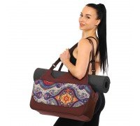Сумка для йоги Yoga bag KINDFOLK SP-Sport FI-8366-4 (размер 19х50х33см, полиэстер, хлопок, темно-синий-фиолетовый)