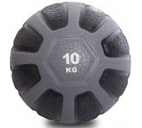 Медбол мяч медицинский Medicine Ball Zelart FI-0898-10 10кг (резина, d-28,6см, черный-серый)