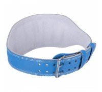 Пояс атлетический кожаный спинка 15см Zelart SB-165103 (кожа, ширина-6in (15см), размер XS-XXL, с подкладкой для спины, синий)