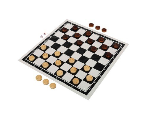 Шашки с виниловым игровым полем SP-Sport 3107-29 (доска-PVC, фигуры-дерево, 30g)